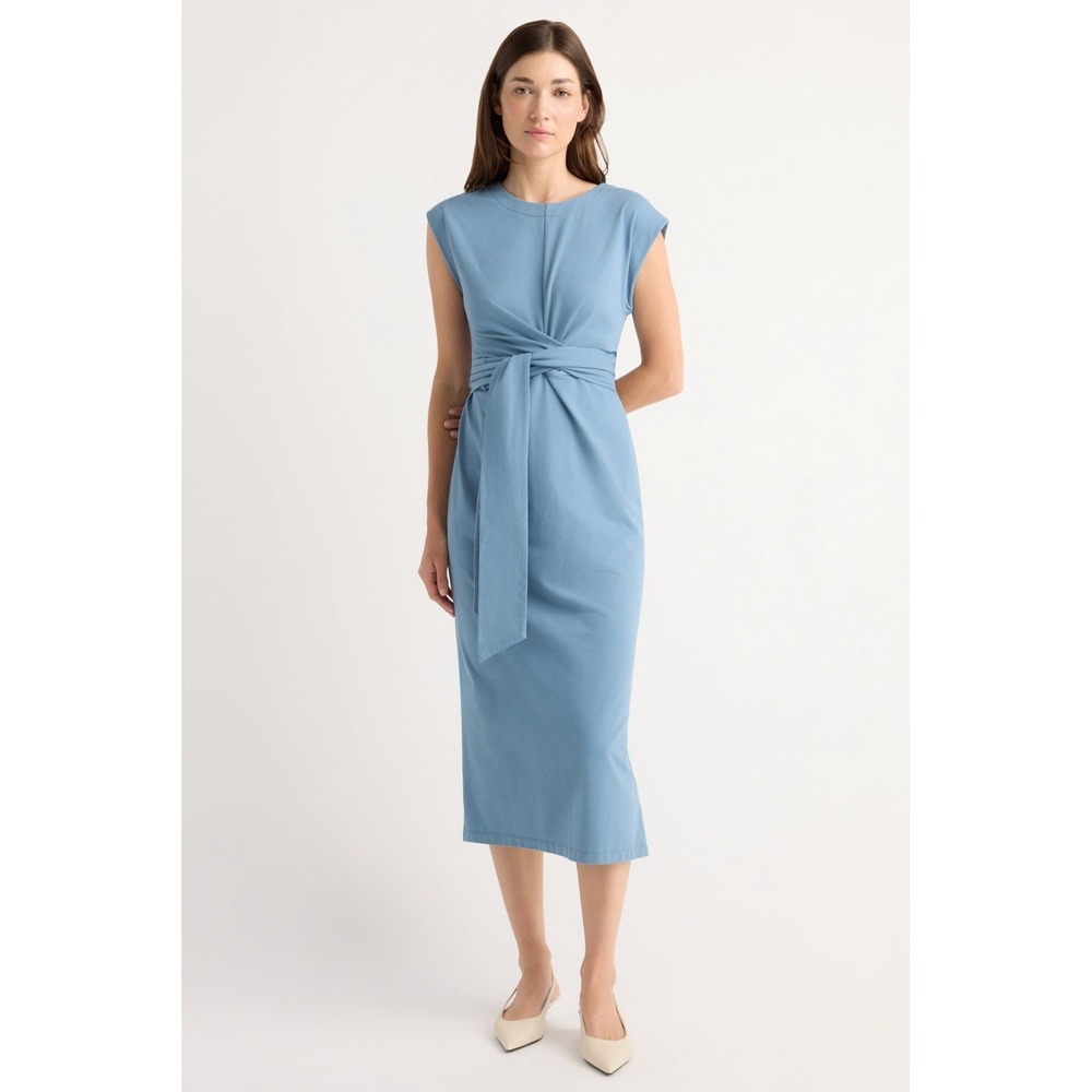 Modern Citizen Women's Fei Tie Front Organic Cotton Blue Dress Size 1X
